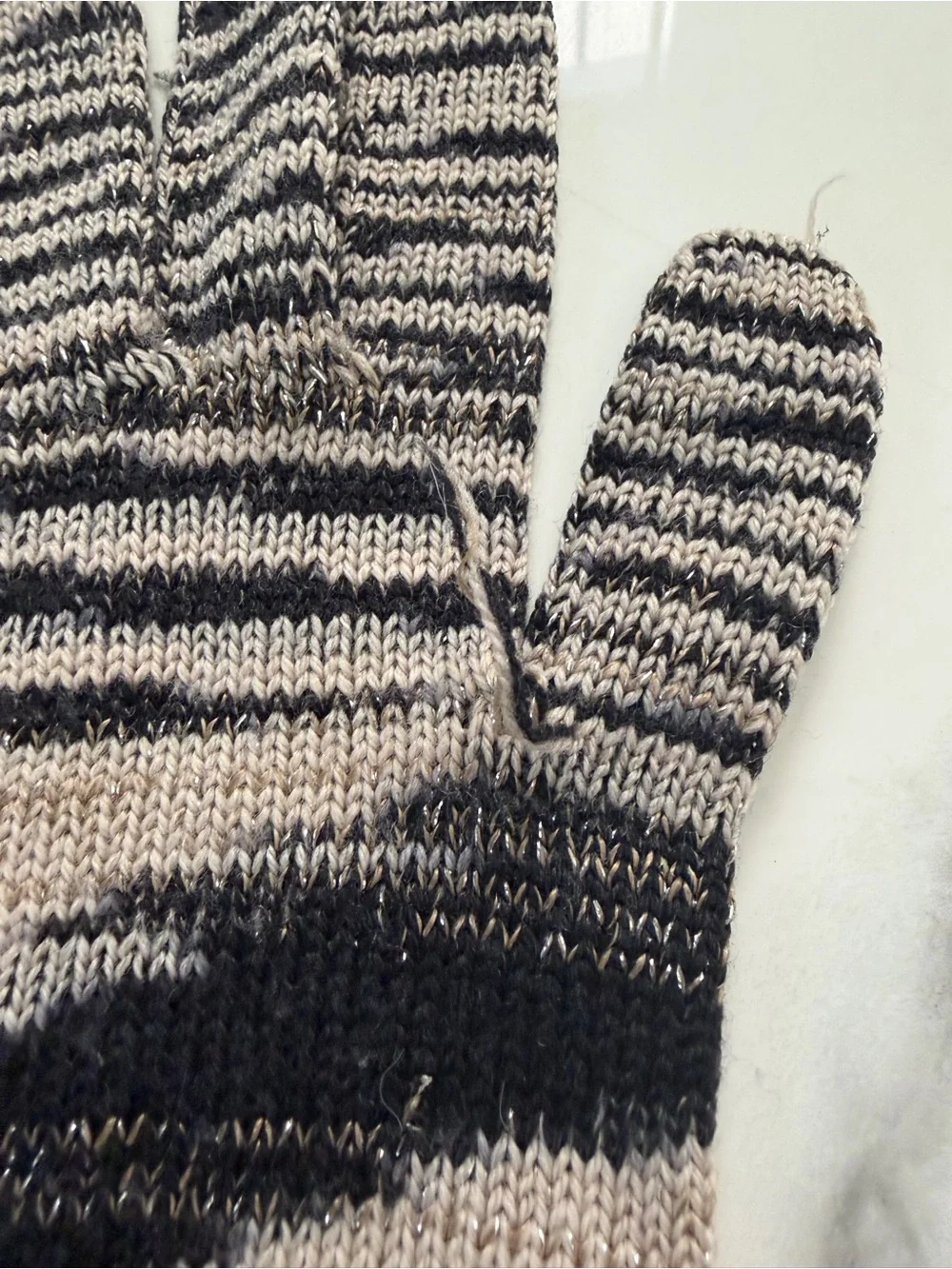 M by Missoni Black, Blush and Cream Marled Long Knit Gloves with Extended Cuffs
